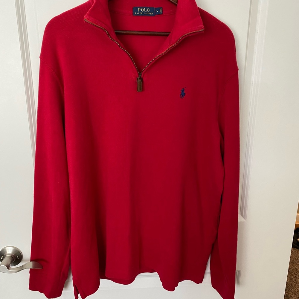 Polo Ralph Lauren: L Men’s red pullover with navy polo logo.